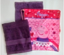 Zwemset: 2 paarse handdoeken en zwemzak Peppa Pig